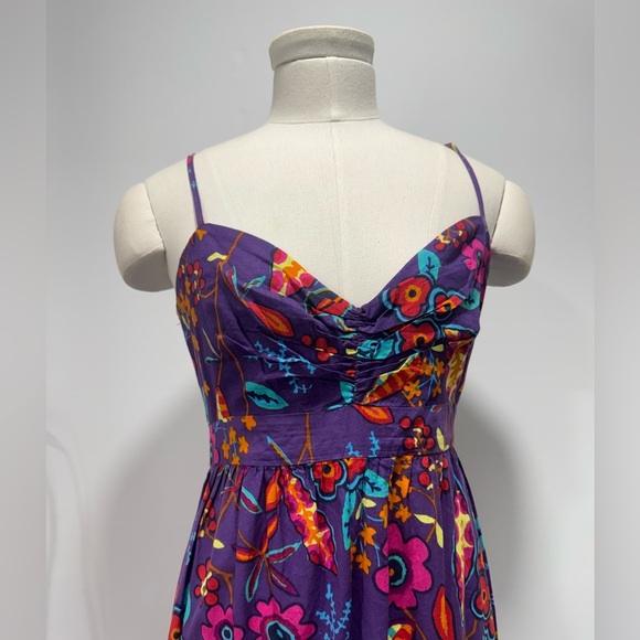 multicolor maxi Dress Floral 100% cotton sz 36 D - Picture 3 of 9